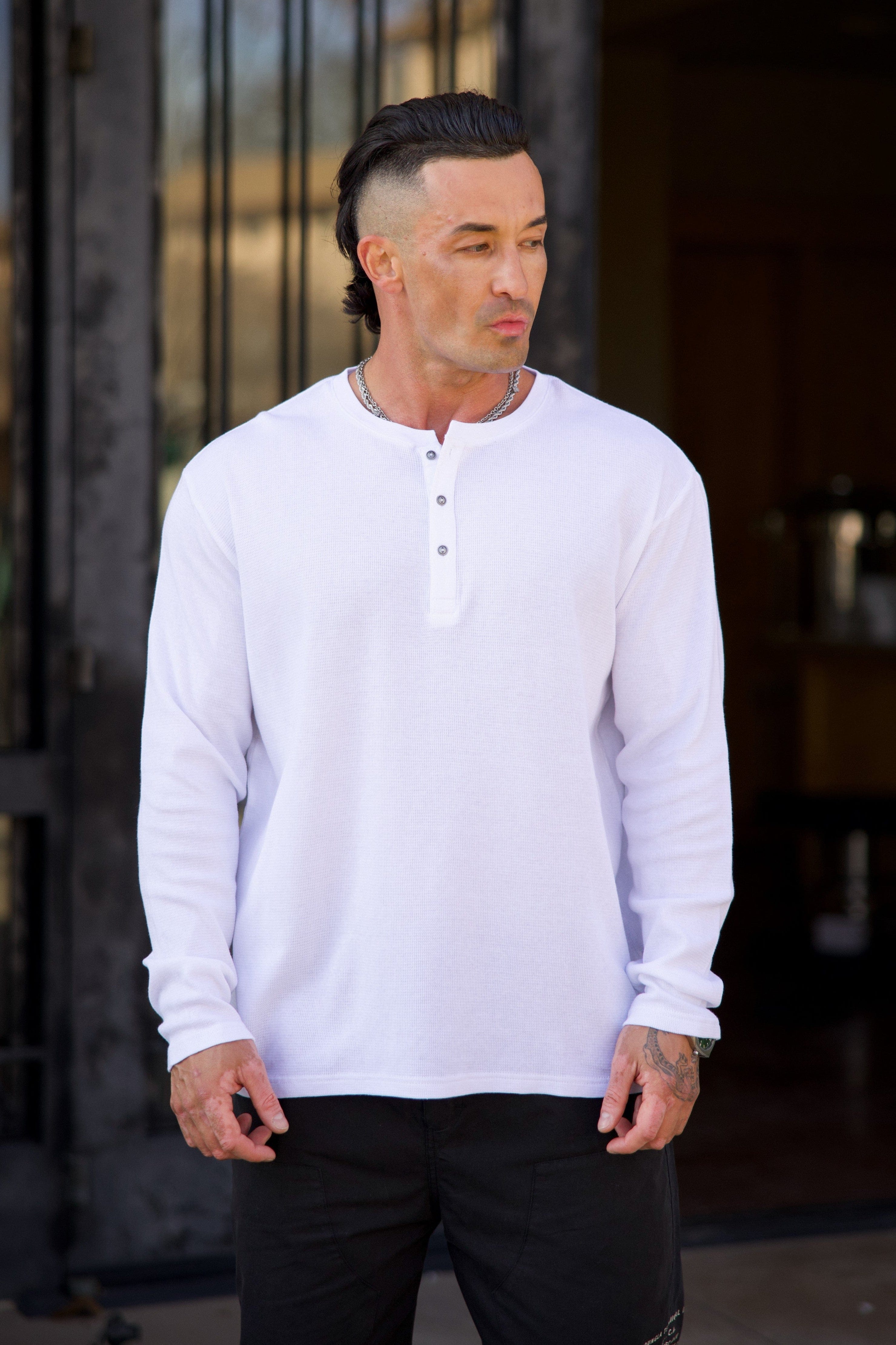 8034 - Henley Thermal Longsleeves