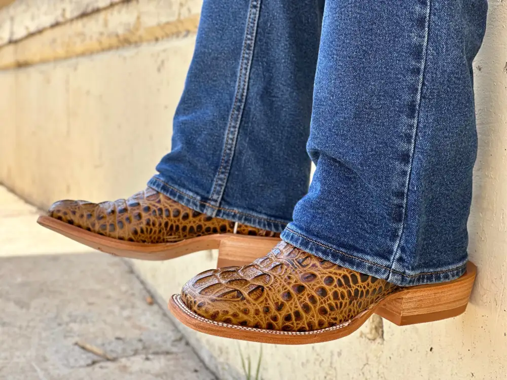 Men’s Honey Crocodile Leather Boots With Orange Shaft