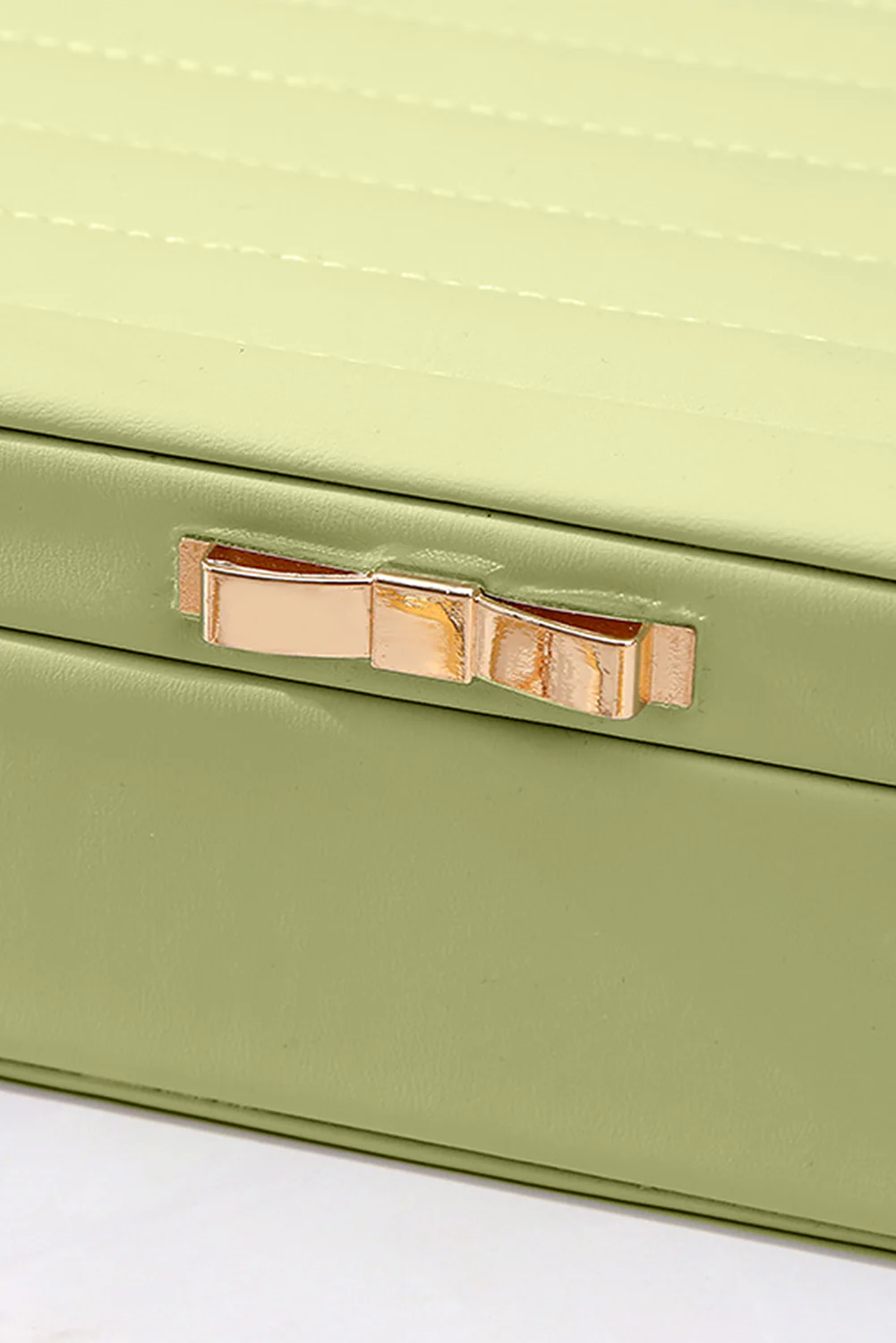 Grass Green Simple Stitched Detail PU Jewelry Organizer