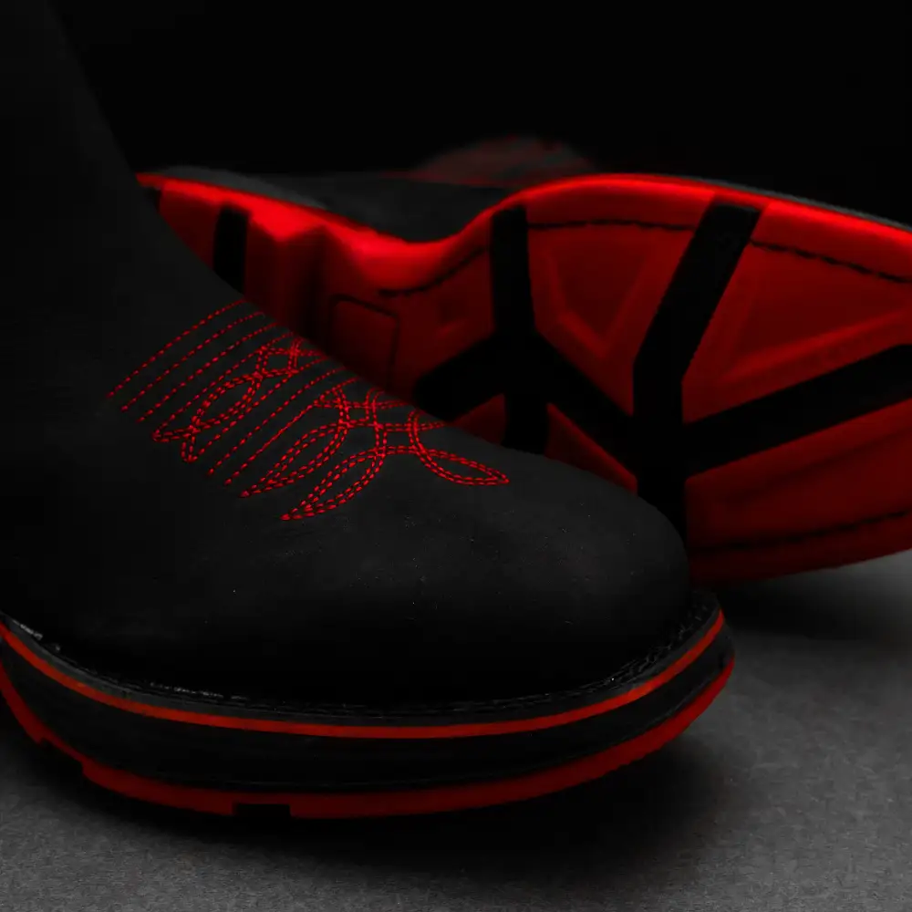 Black Leather Botin With Lightweight Soles - Square Toe