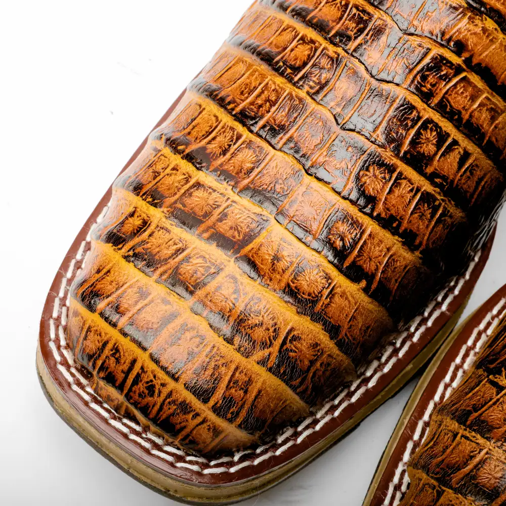 Honey Caiman Belly Leather Boots With 3D Lightweight Sole - Composite Toe
