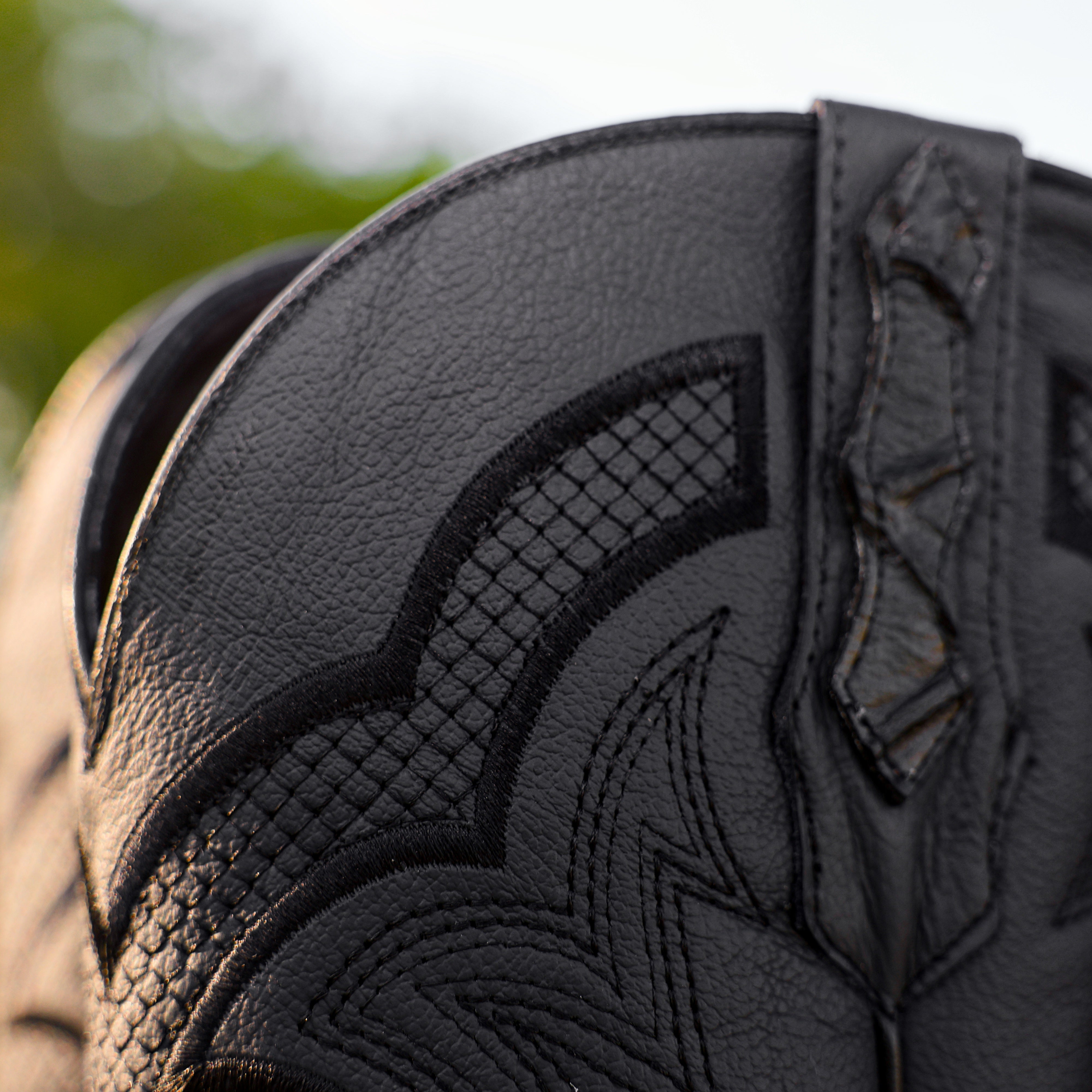 Black Pirarucu Leather Boots - Square Toe