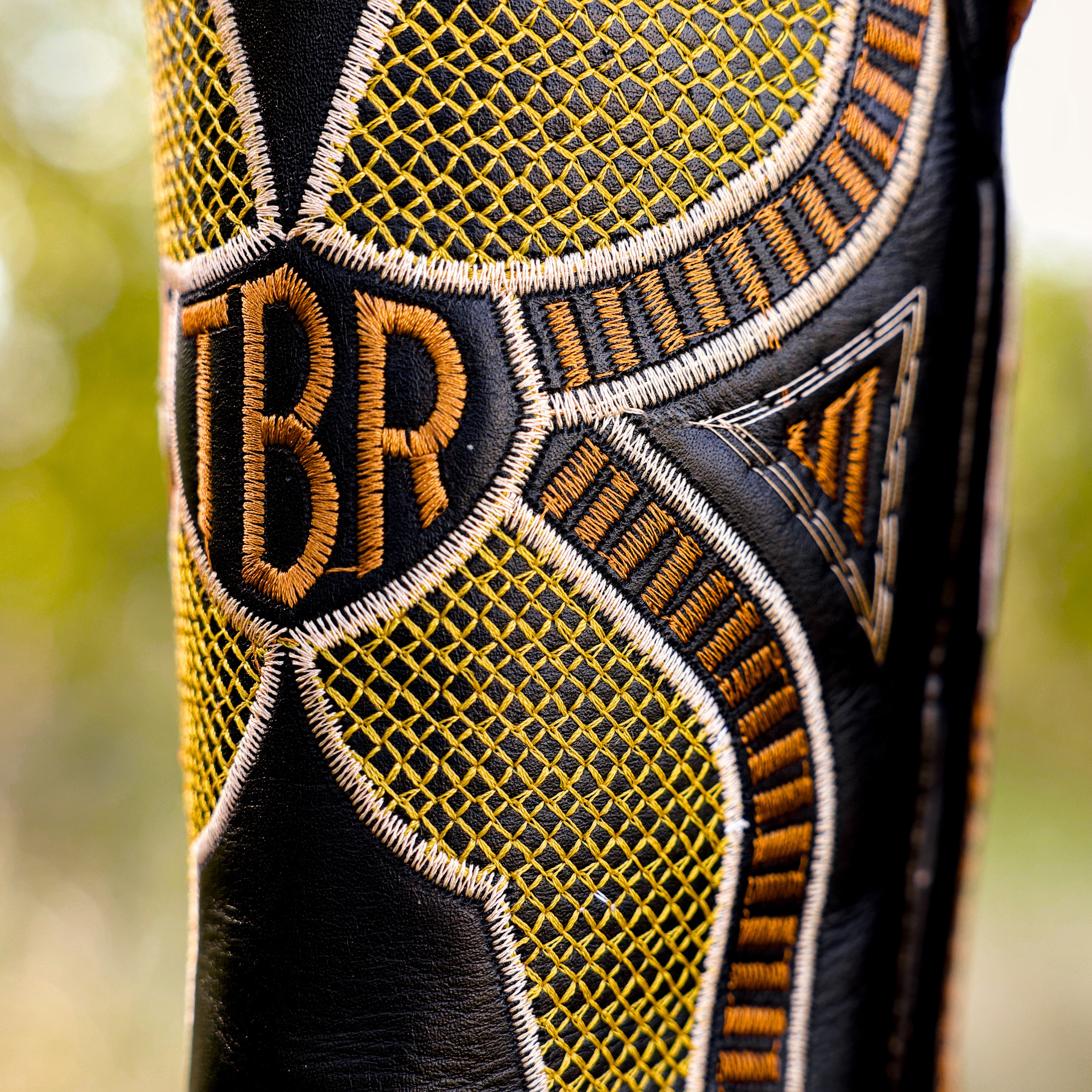 Honey Caiman Neck Leather Boots - Square Toe