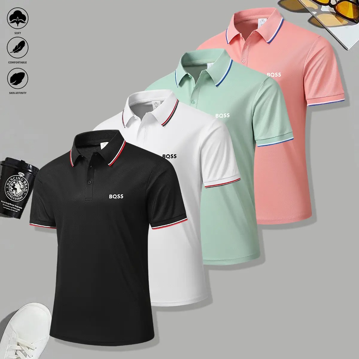 Men’s 4‑Pack Breathable Short‑Sleeve Polo Shirts — Everyday Classic Comfort