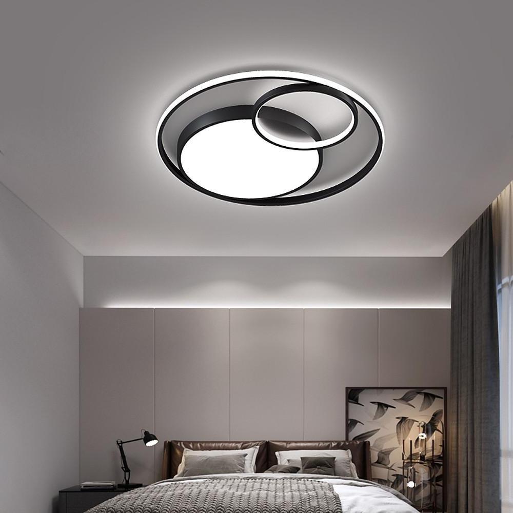 Circular Minimalist Bamboo Flush Mount LED Light Bedroom Ceiling Lights