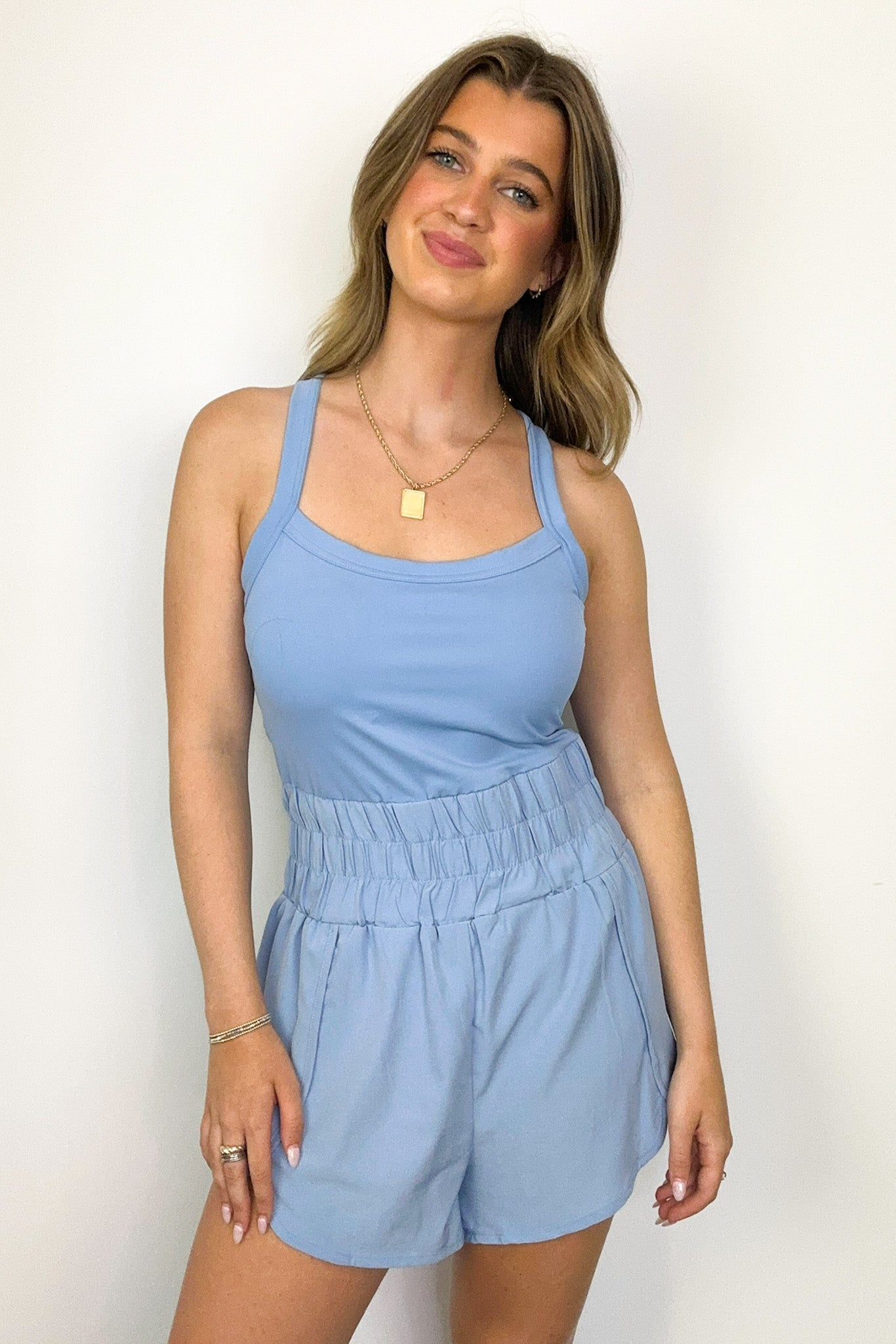 Smocked Waist Active Romper
