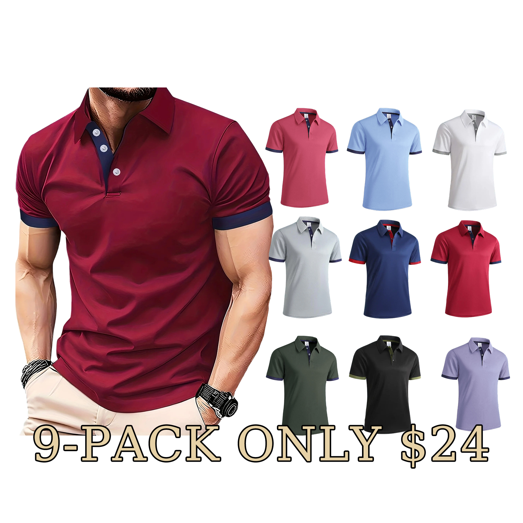 Men's Soft Breathable Business Casual Polo Shirt