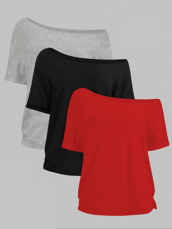 Women’s Solid Color Loose Tee – Casual Basic Short Sleeve T-shirt for Daily Wear