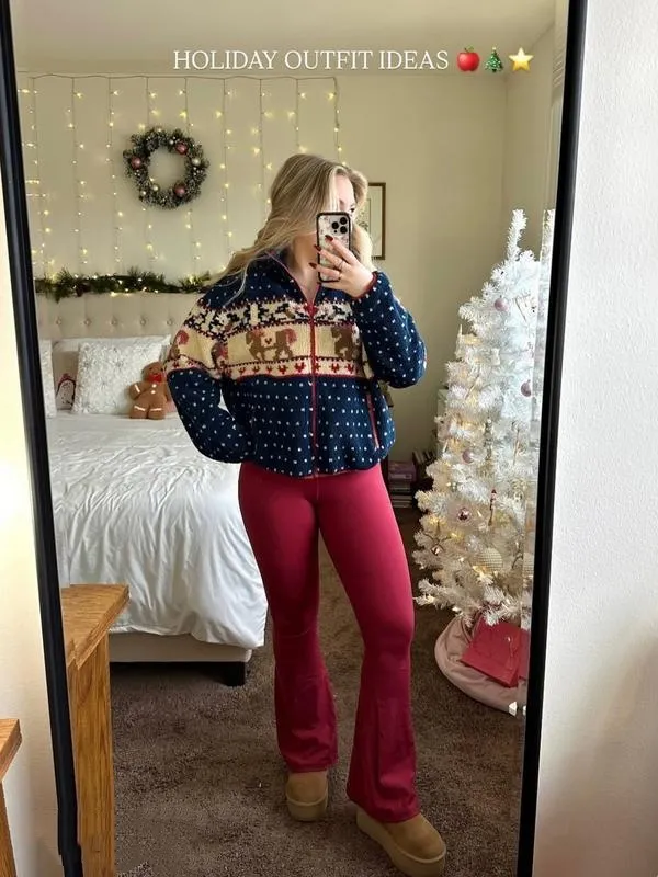 Merry Chrismas Fleece Collar Graphic Jacket