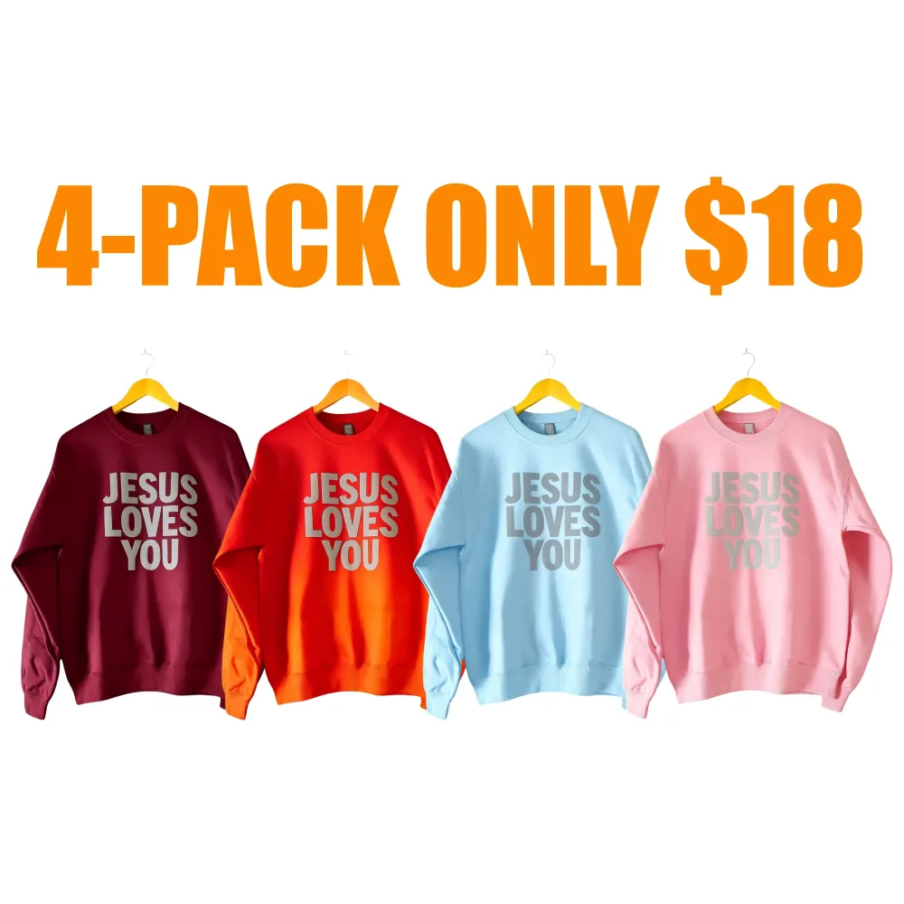 Jesus Loves You Puff Print Crewneck Sweatshirt, Womenswear