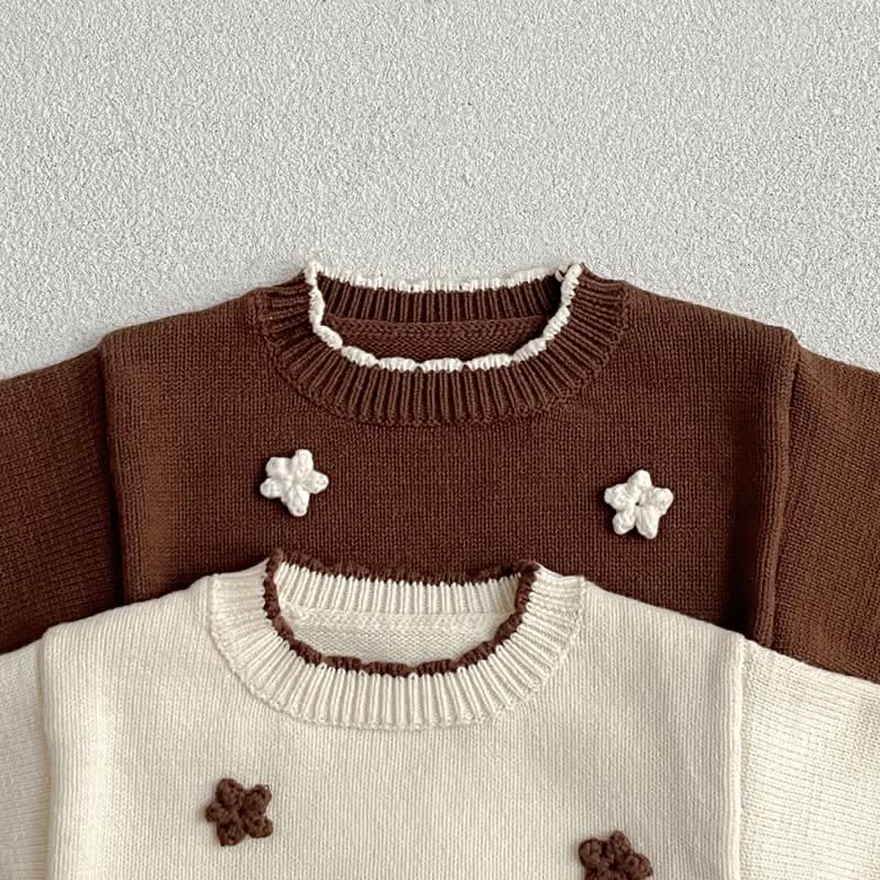 Baby Hand Embroidered Flower Knit Sweater