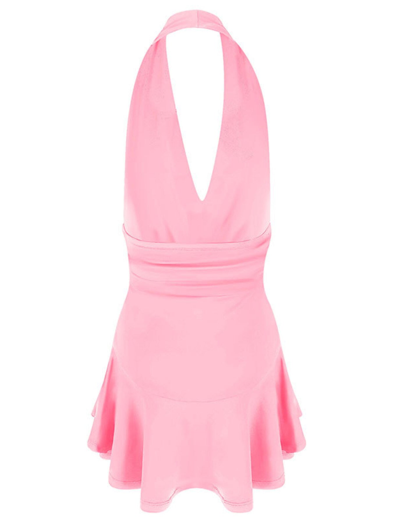 Halter Neck Ruffle Hem Mini Dress