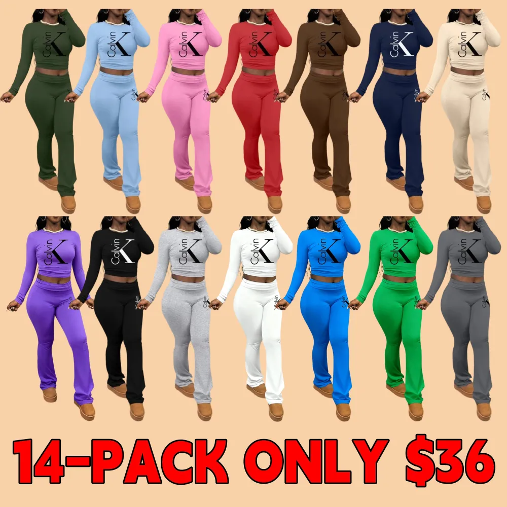 Women's two-piece letter print suit