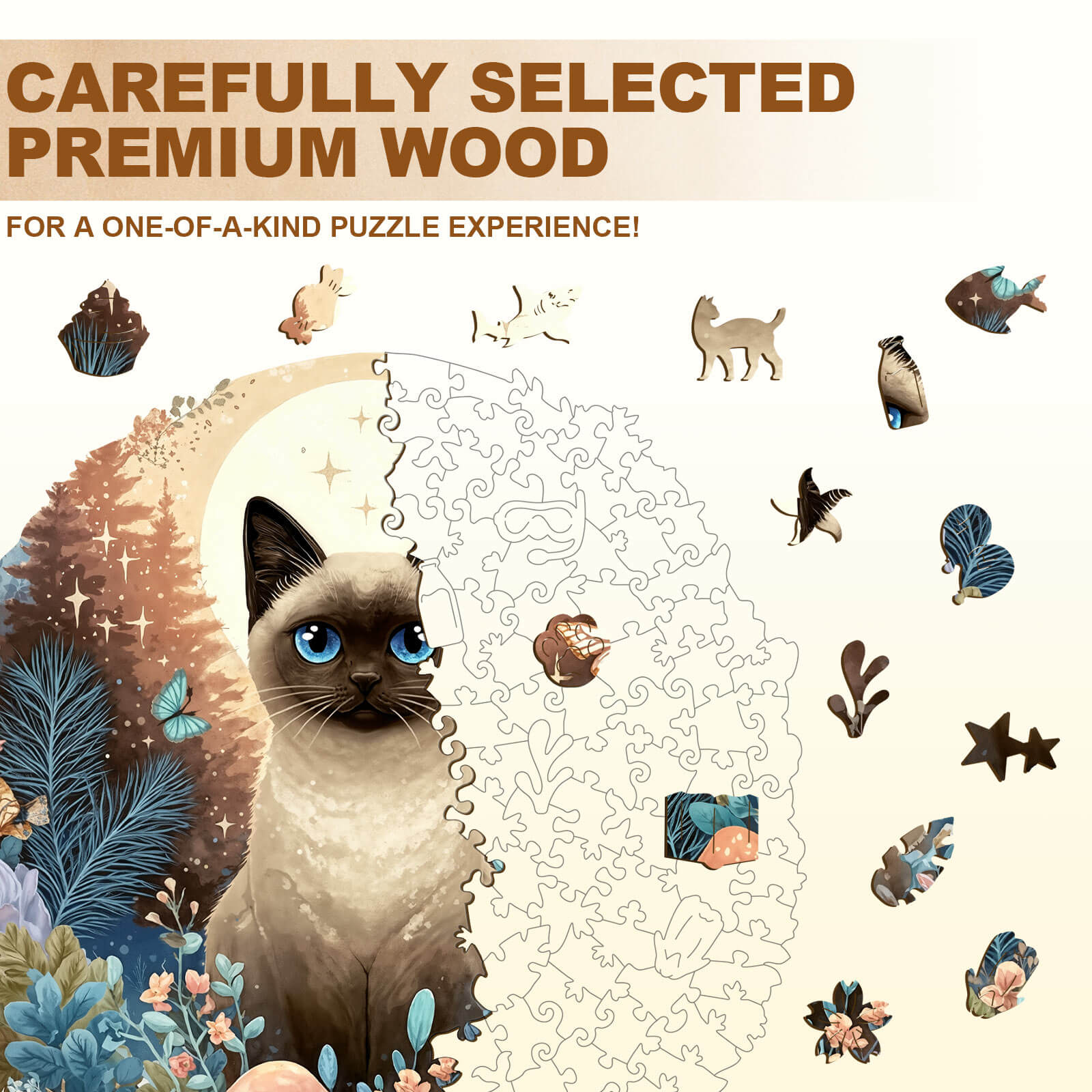 Gentle Dreamy Cat Wooden Jigsaw Puzzle