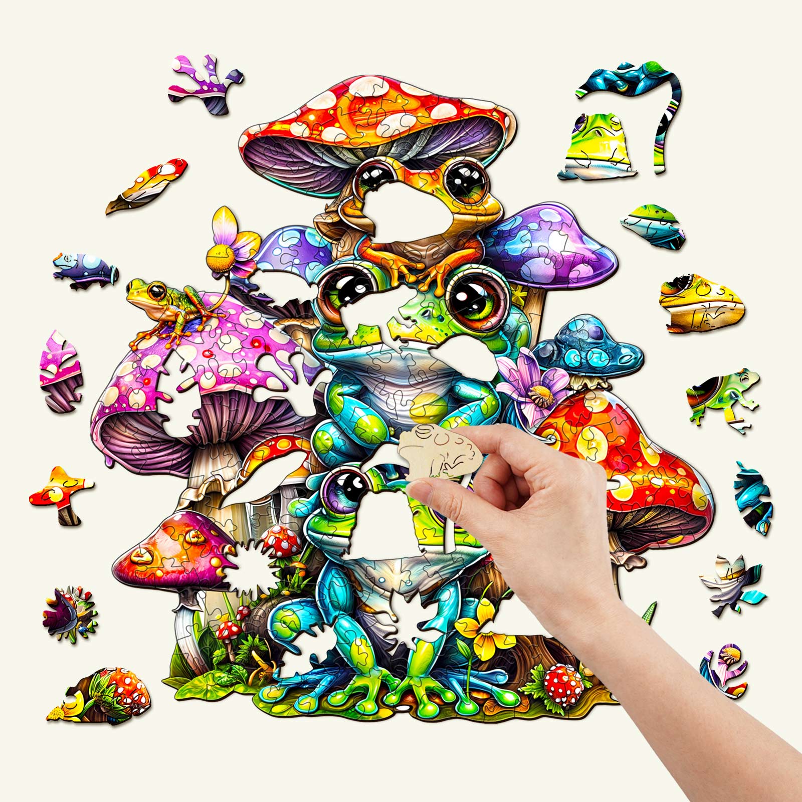 Frog Family Wooden Jigsaw Puzzle
