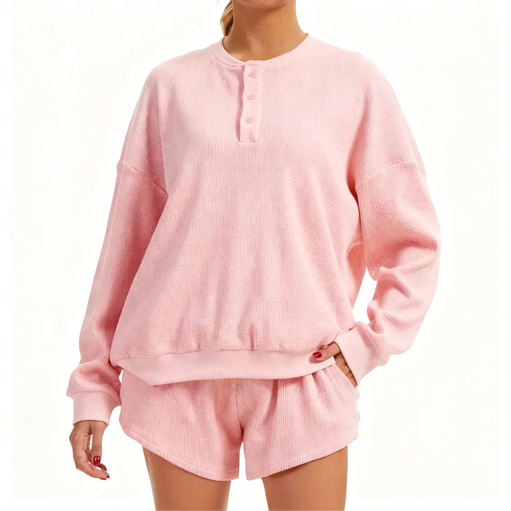 Women's Oversized Waffle Knit Lounge Set