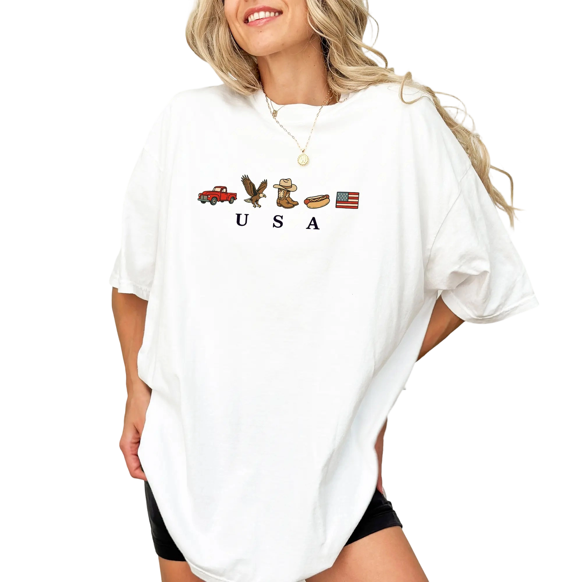 Vintage Wash USA Flag & Icons Graphic T-Shirt