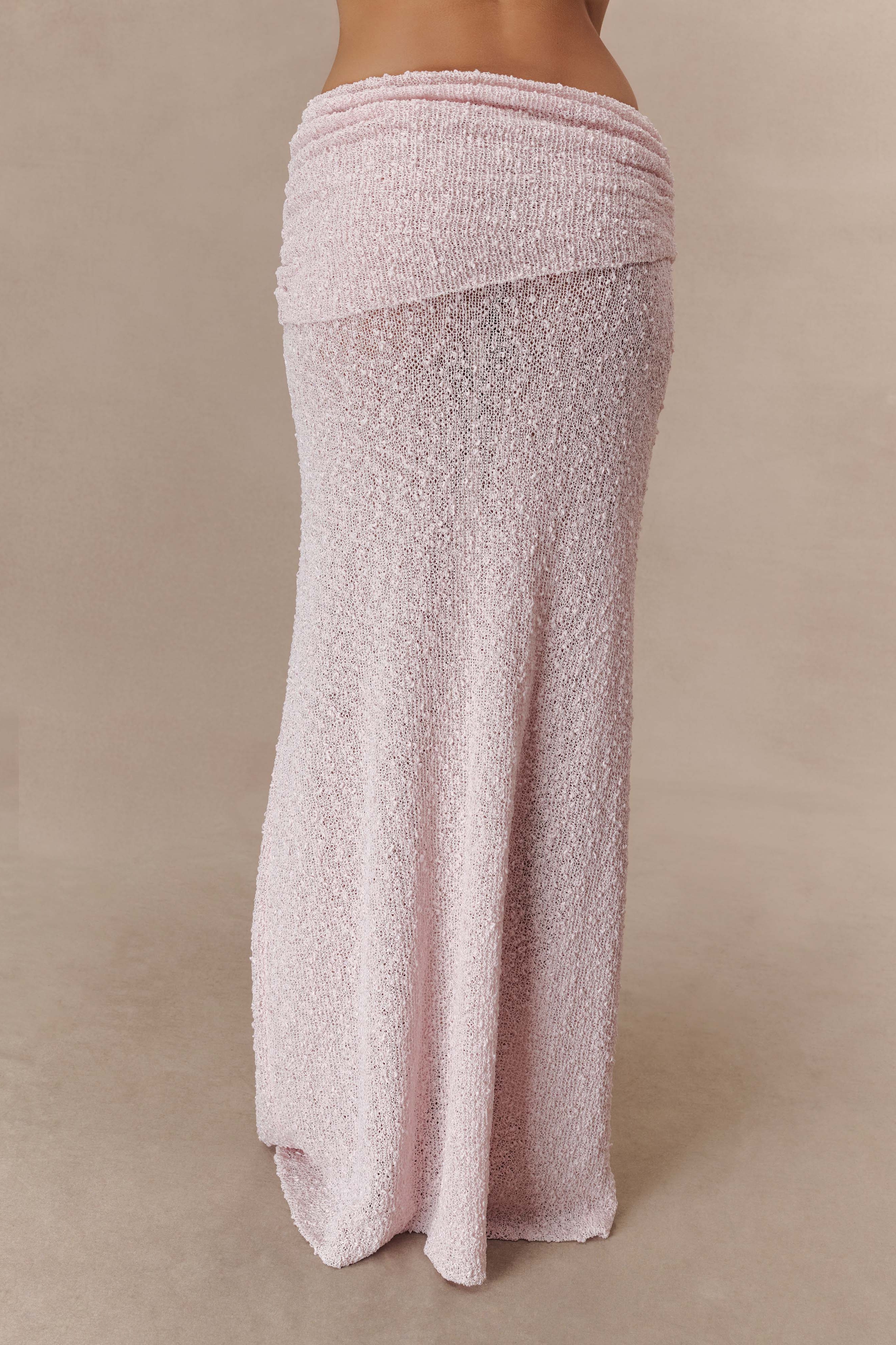 Rose Ruched Knit Maxi Skirt