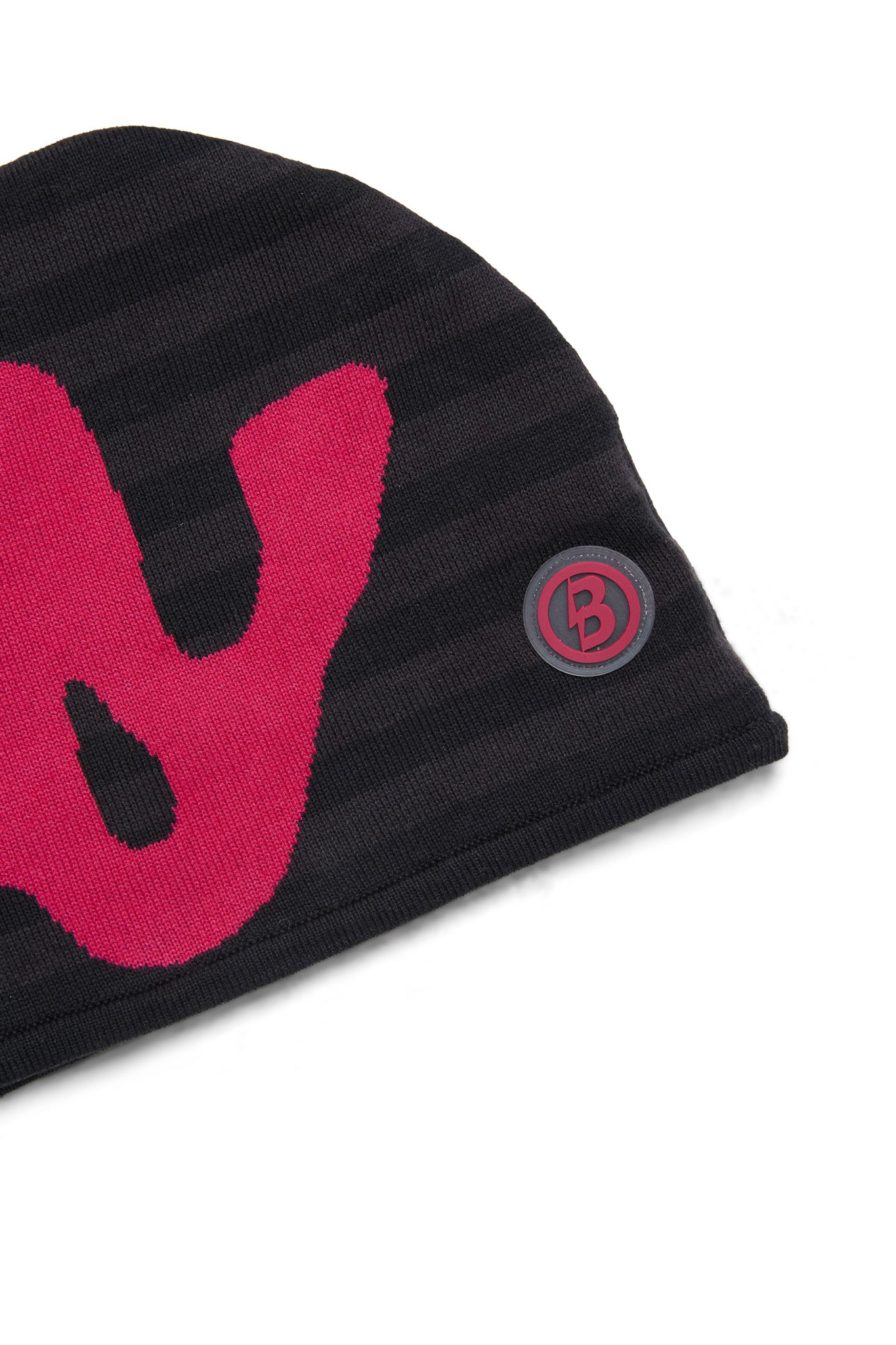 STRIPED KNIT BEANIE (BLACK/PINK)