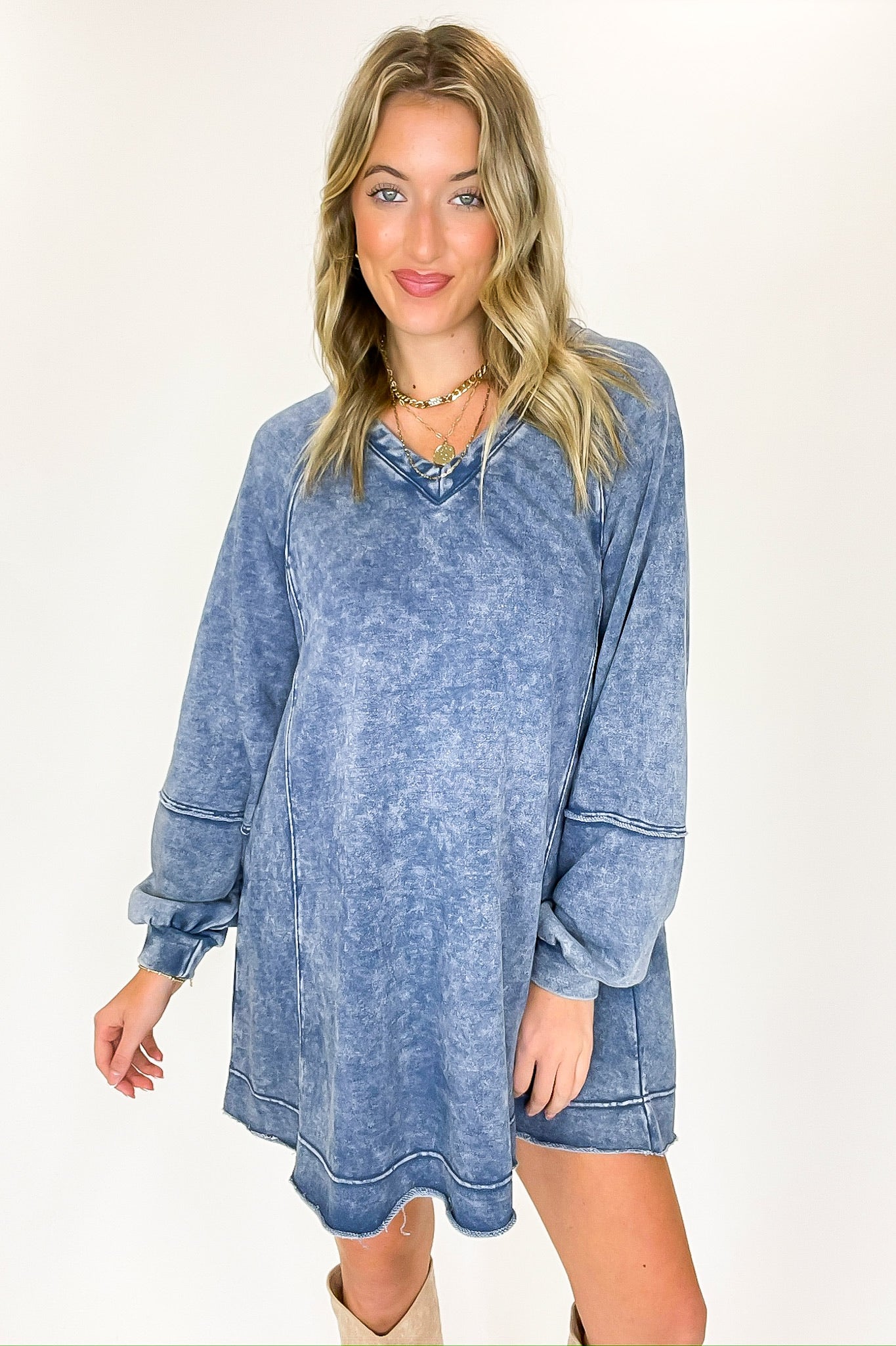 Mineral Washed Oversized A-Line Dress