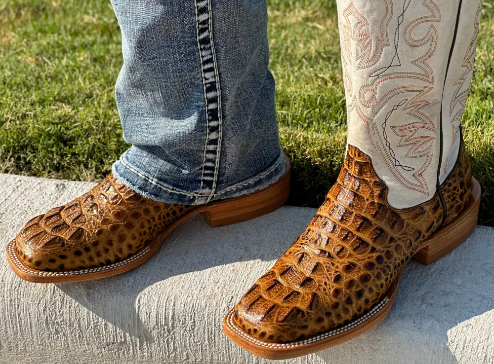 Men’s Honey Crocodile Leather Boots With Brown Shaft