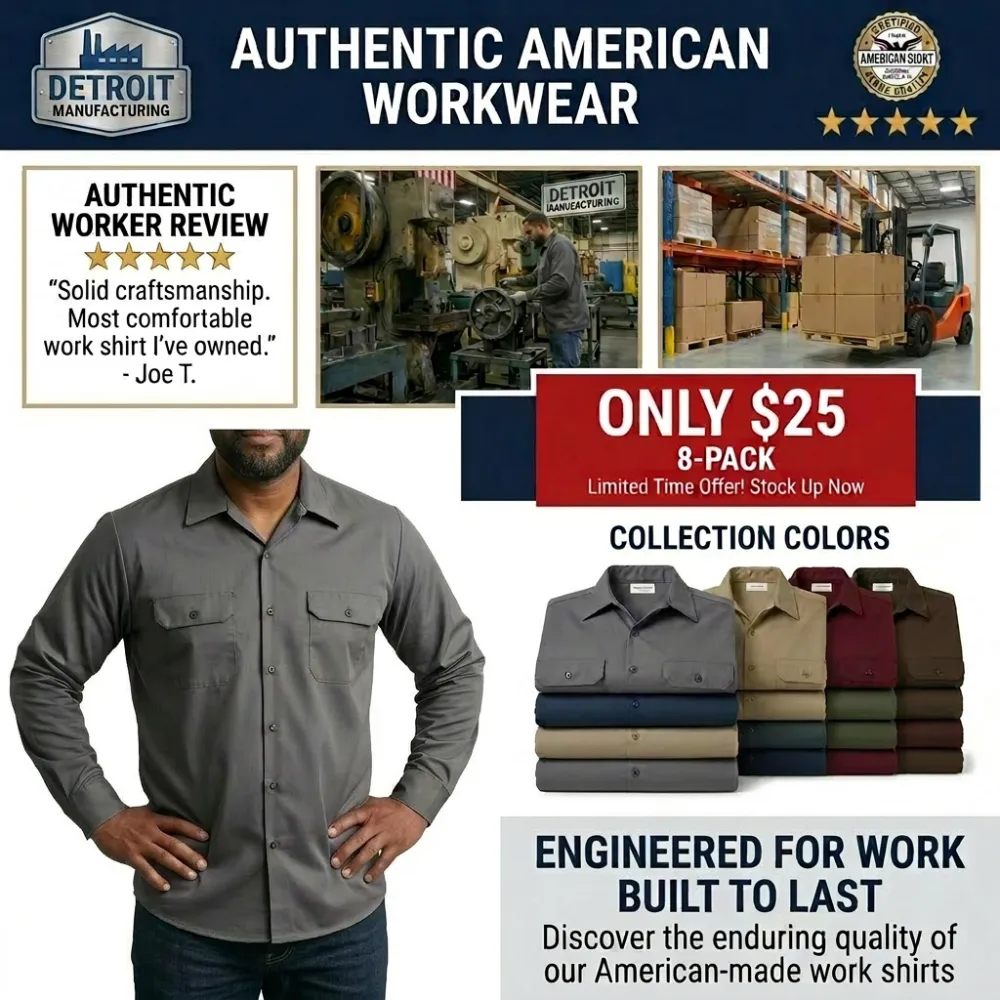 2026👍Work  Shirt 1574 Men's Long Sleeve Button Up Multiple Colors Available