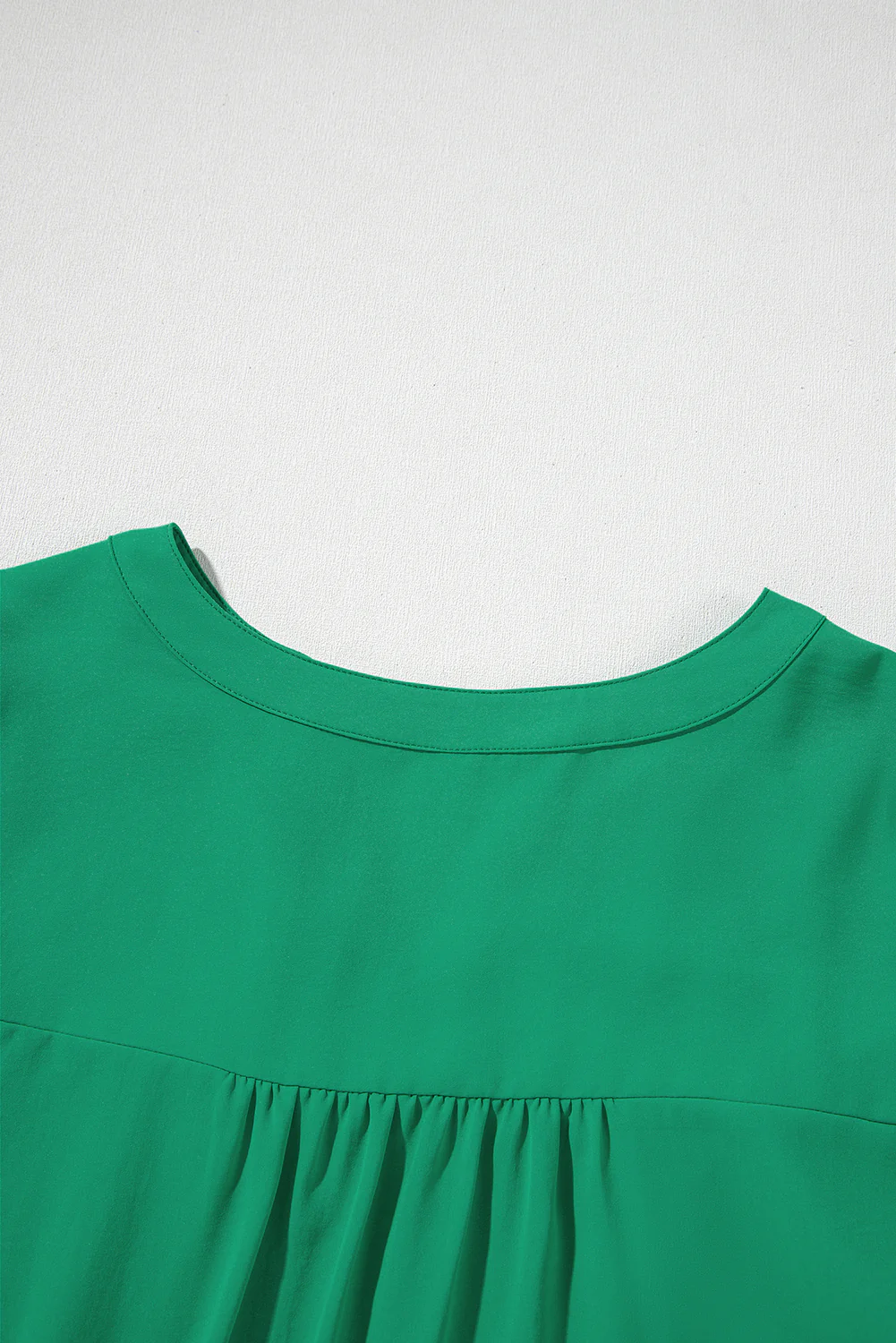 Contrast Floral Embroidered 3/4 Sleeve Notched V Neck Elegant Blouse