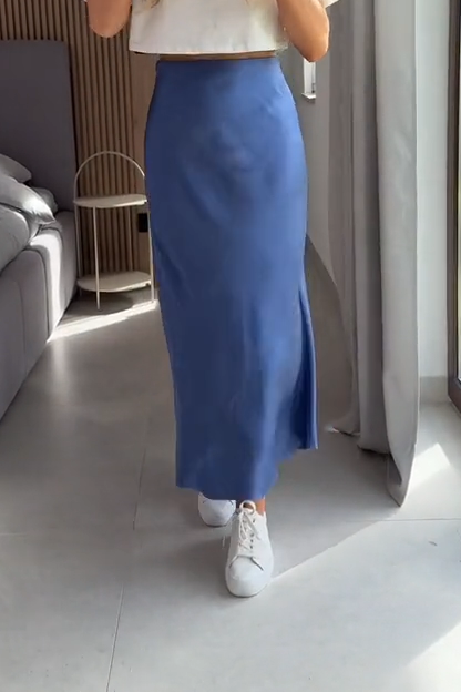 Women's Casual Comfortable Solid Color Satin Skirt