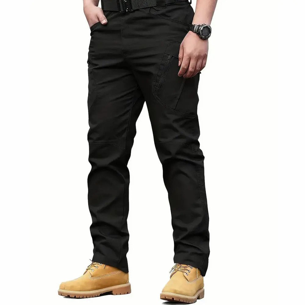 4pcs pantalones para hombre Beige Men's Tactical Cargo Pants, Mid Waist, Fitted Style, Multi-Pocket Design, Breathable & Soft, Ideal for Construction, Hiking, Spring/Fall cargo pants for men slacks Casual Bottoms pantalones para hombre cargo pants for men