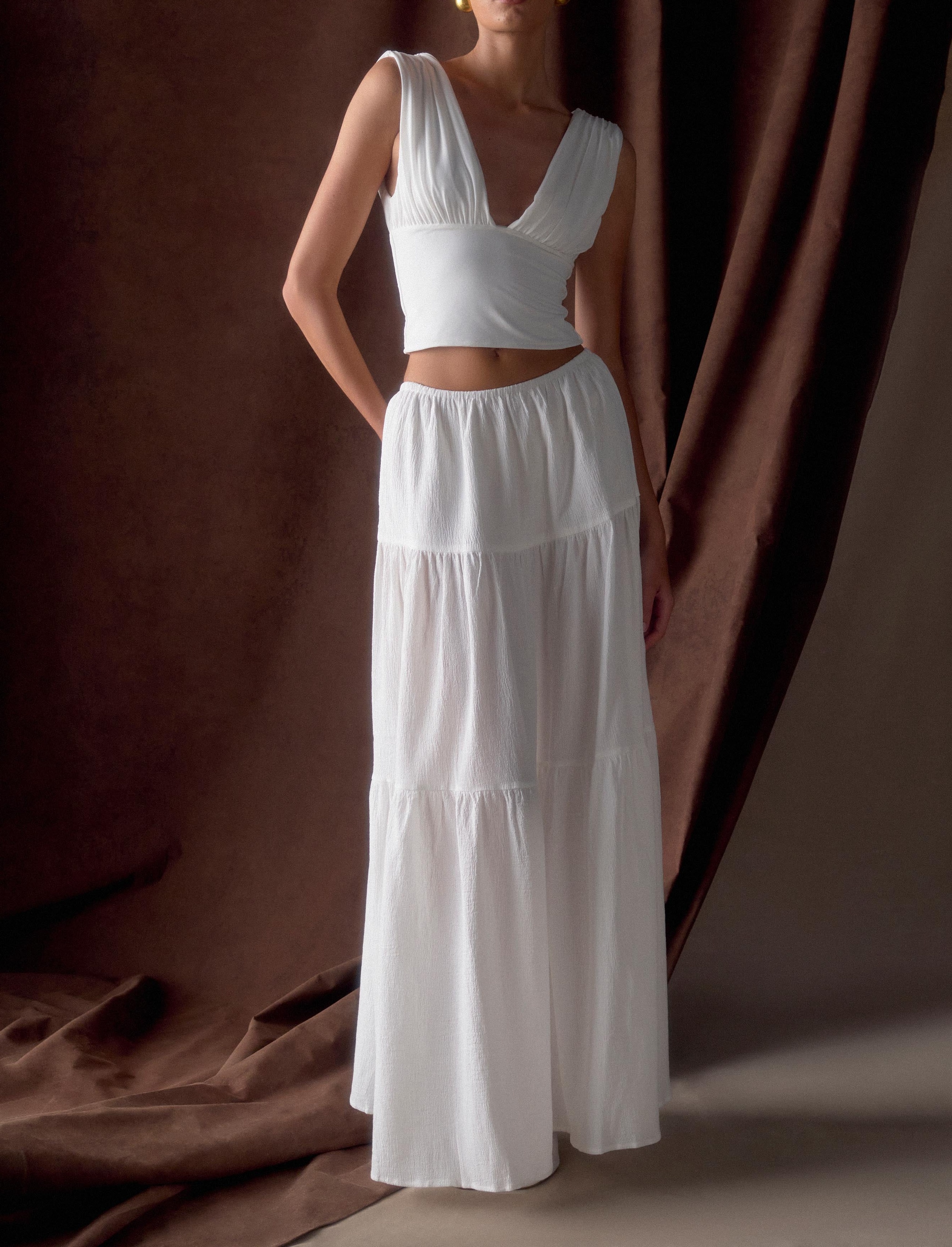 White Cotton Maxi Skirt