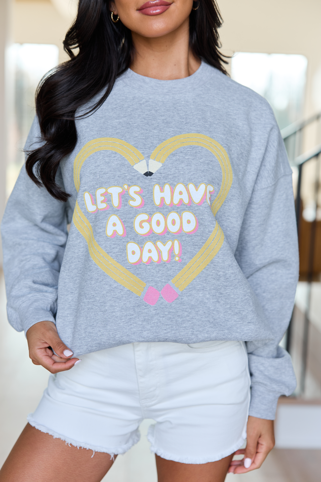 Pencil Heart Light Grey Graphic Sweatshirt
