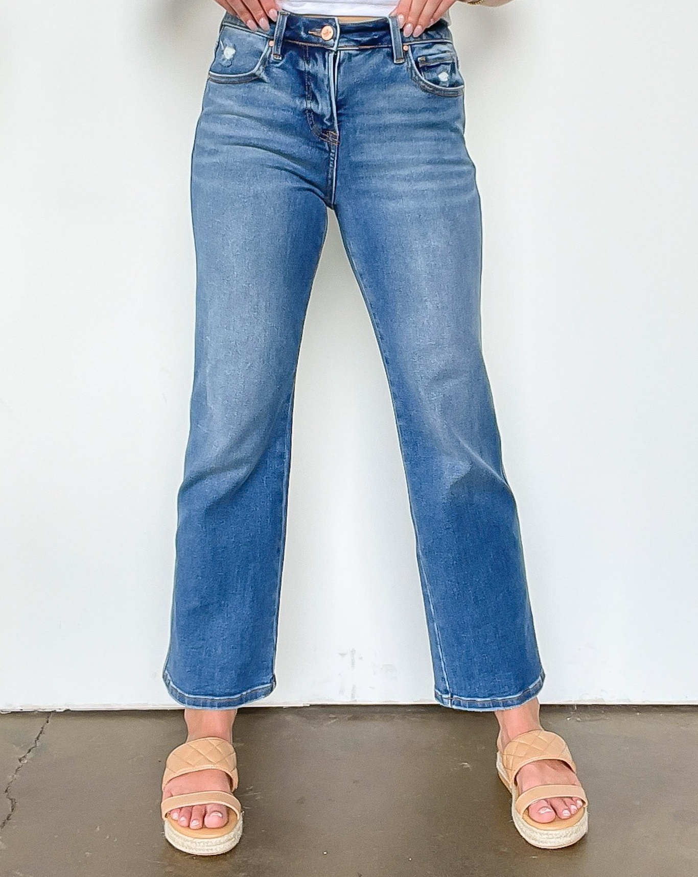 High Rise Ankle Straight Jeans