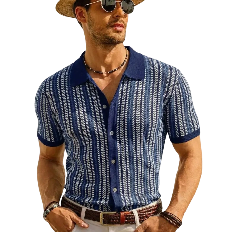 Men's Retro Button-Sweater Stretch Shirt for Spring/Summer