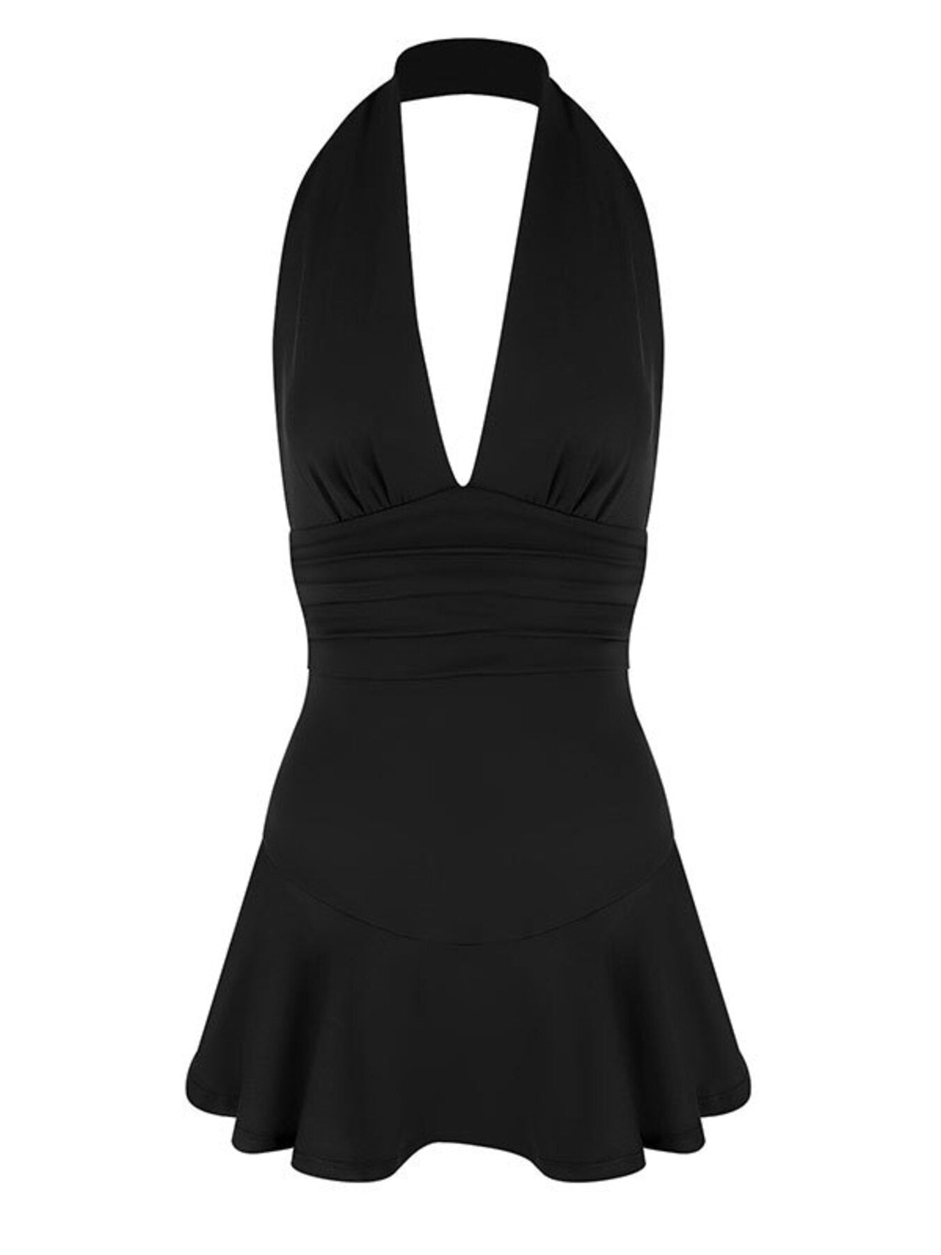Halter Neck Ruffle Hem Mini Dress