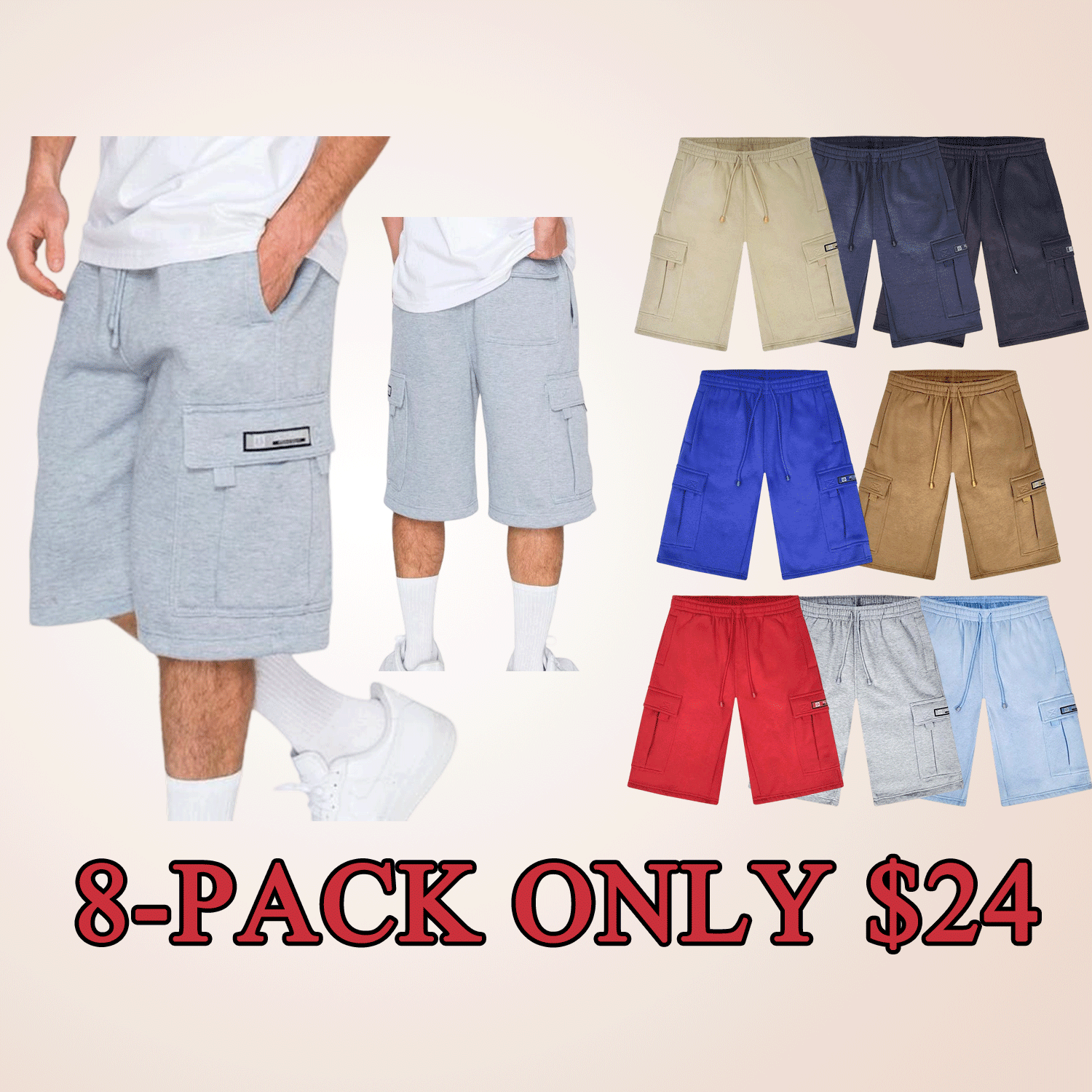 Baggy fit Fleece Shorts Menswear Cargo