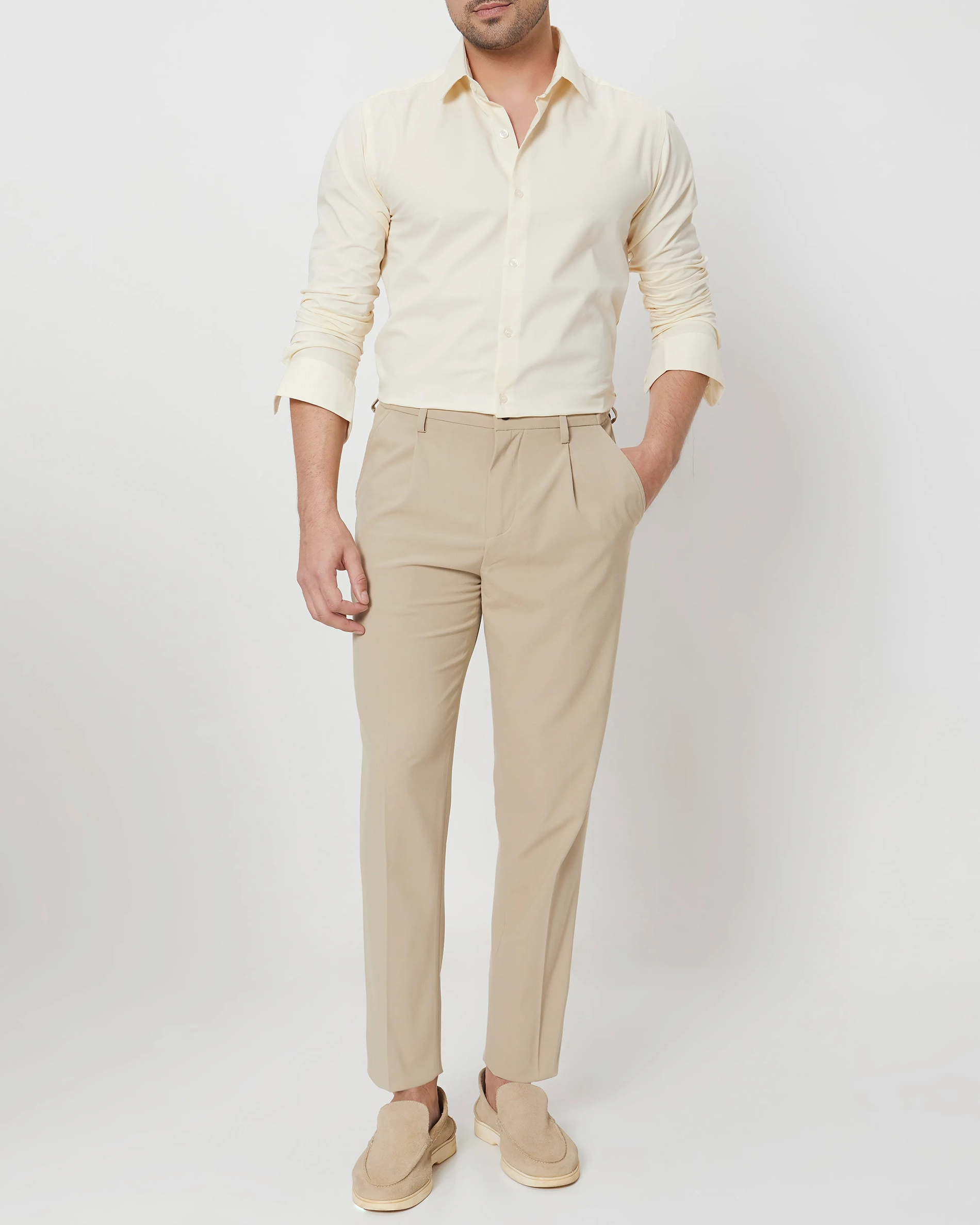 Leisure Soft And Comfortable Slim-Fit Dark beige Shirt