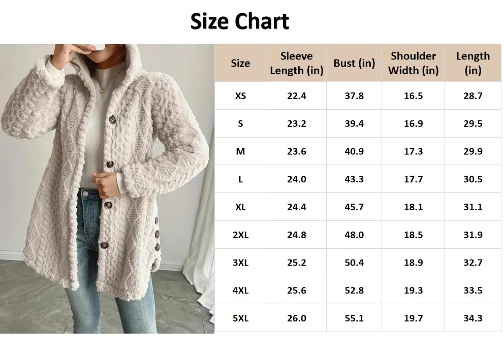 Women's Fall Winter Warm Fashion Jacquard Hooded Cardigan Long Sleeve Coat