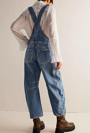 Women's Y2K Wide-Leg Denim Overalls