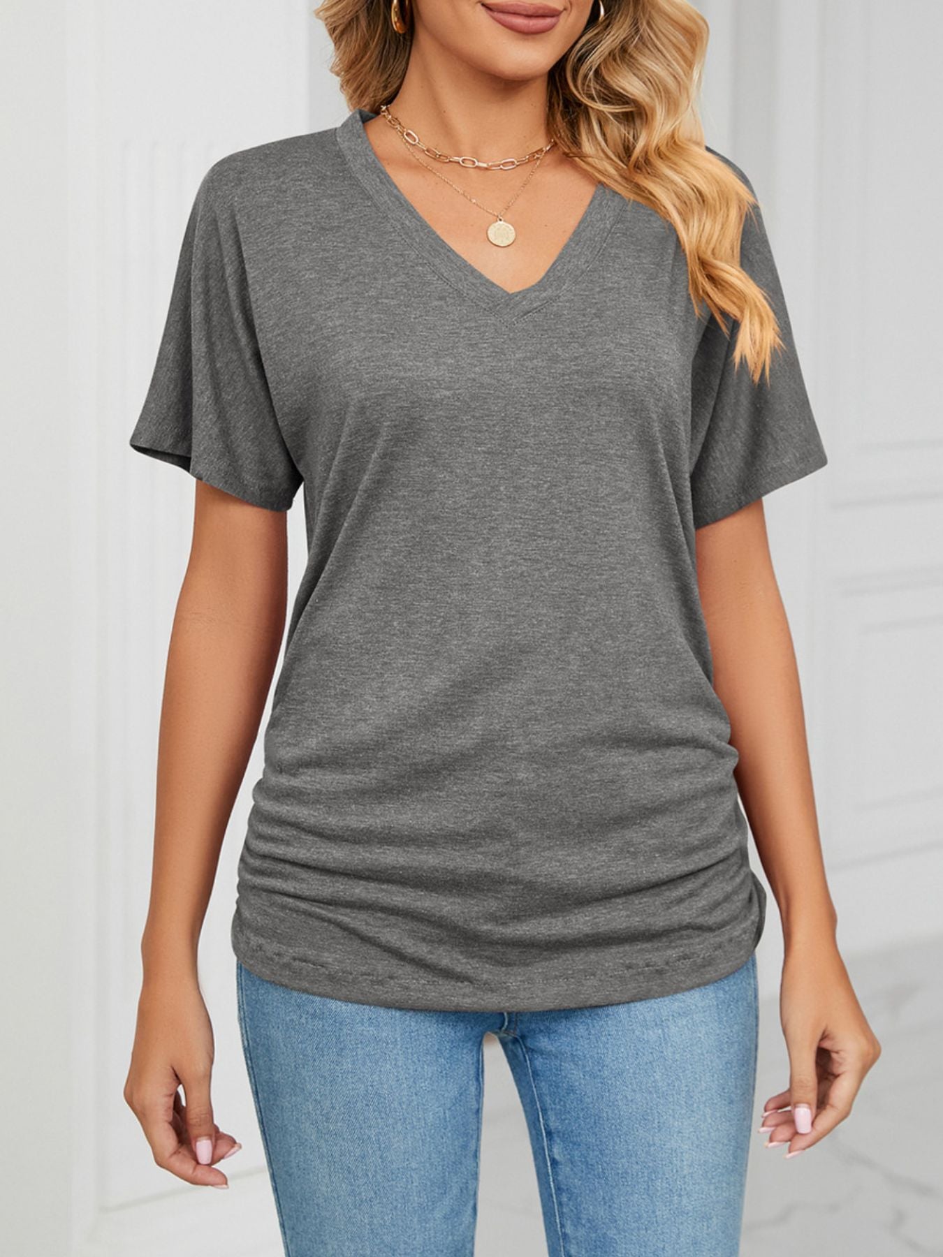 Casual V-Neck Short Sleeve T-Shirt