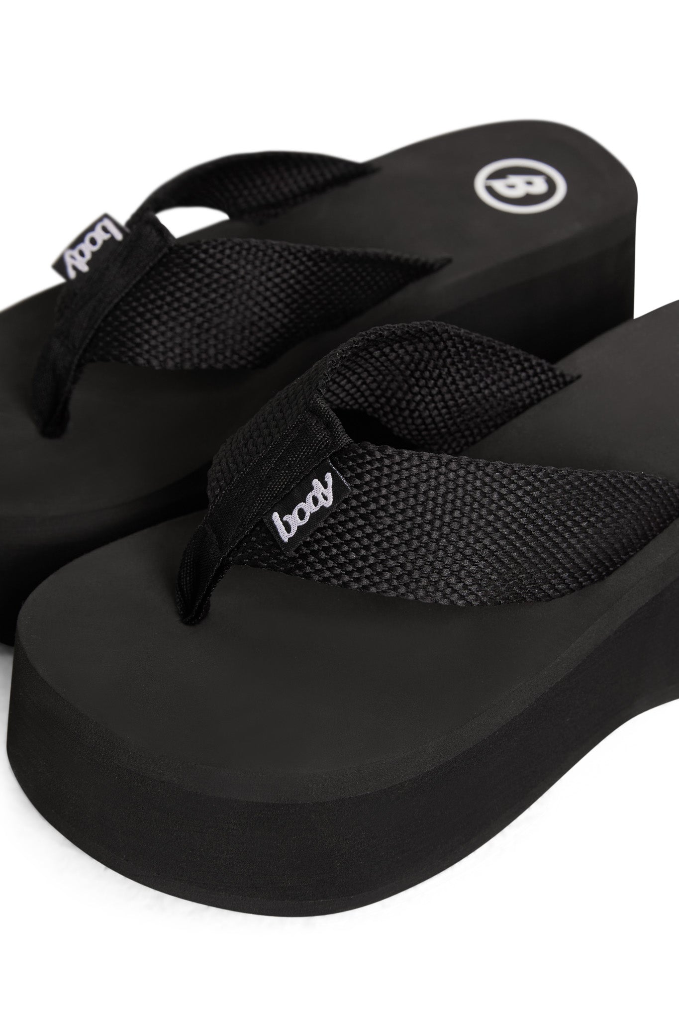 BODY FLIP FLOPS (BLACK WOVEN STRAP)