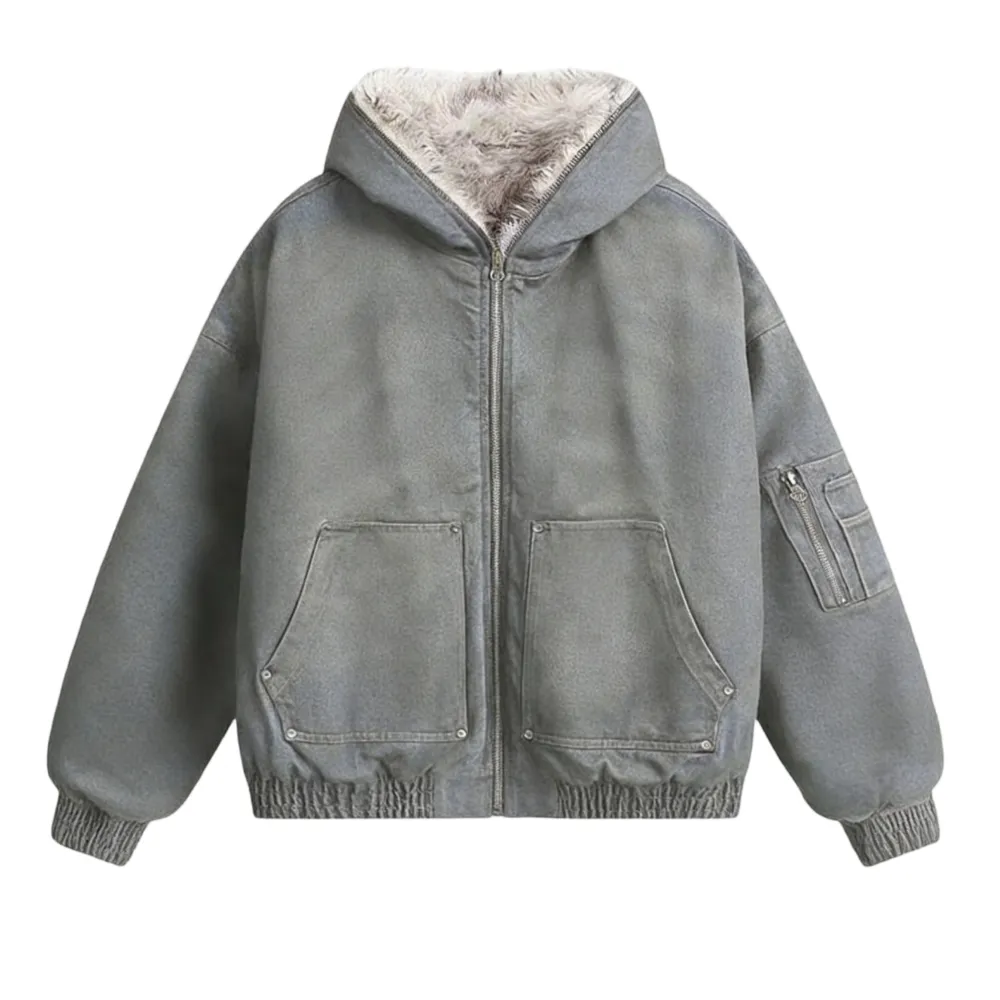 Hooded Zippered Flight Jacket