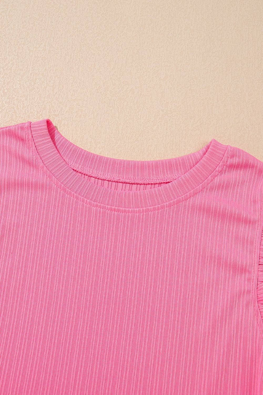 Ruffle Trim Round Neck Top And Drawstring Skirt Set