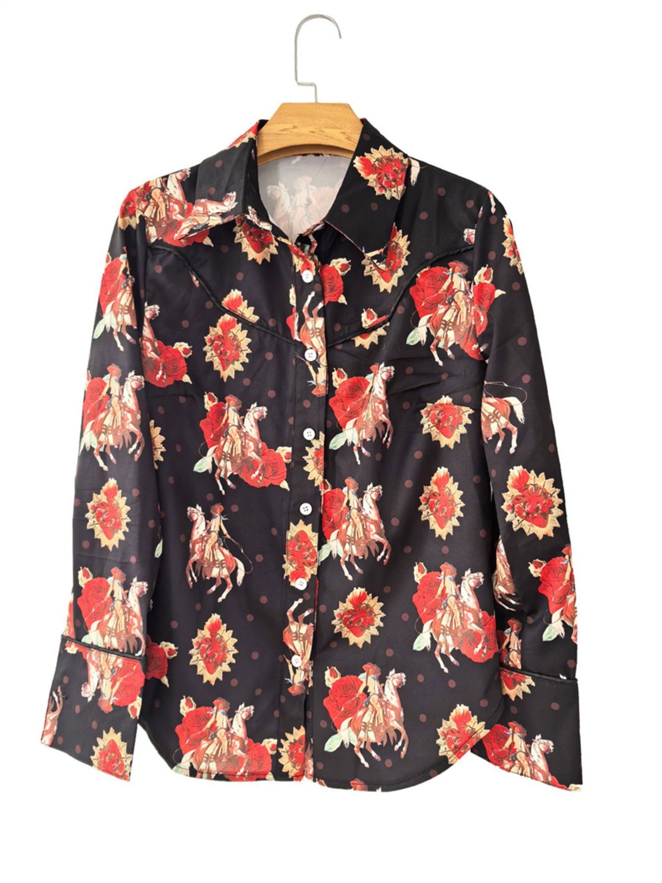 Printed Button Up Long Sleeve Shirt