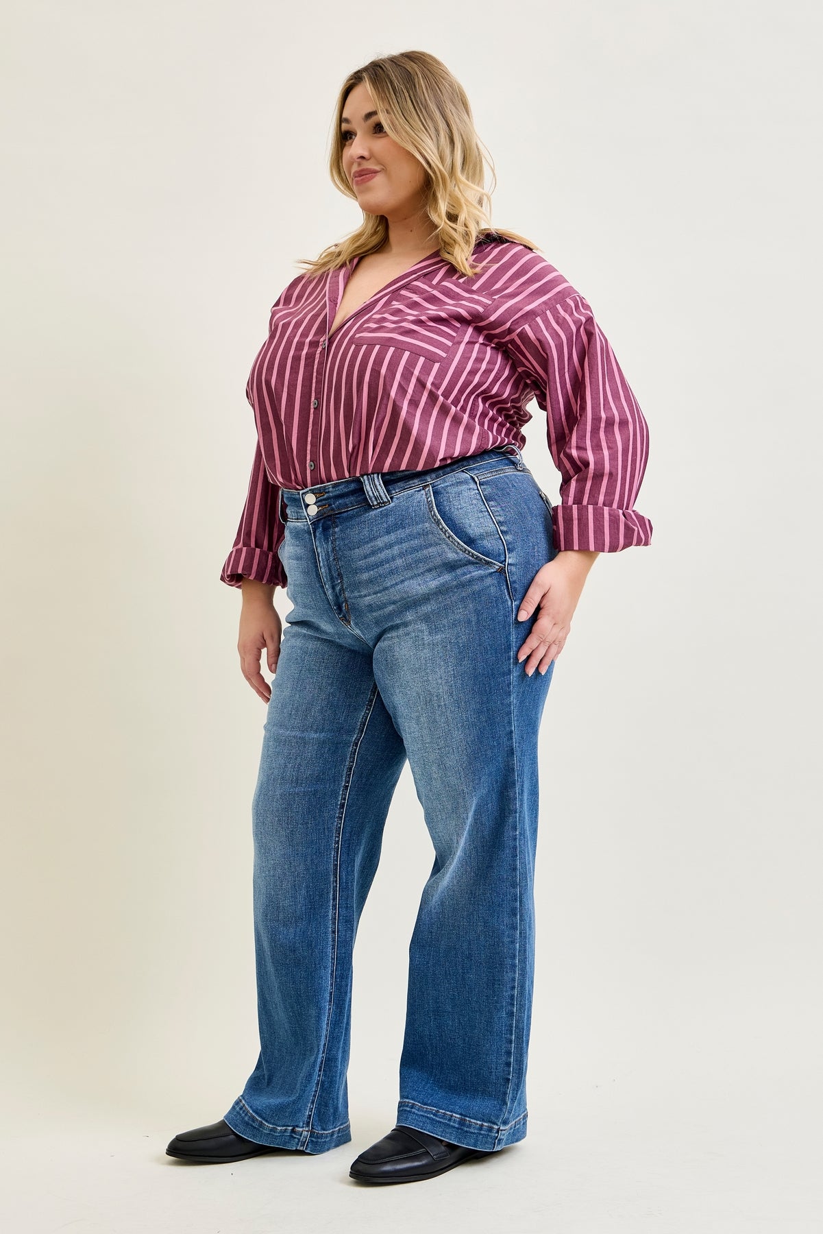 Penny Wide Denim Trouser - PLUS