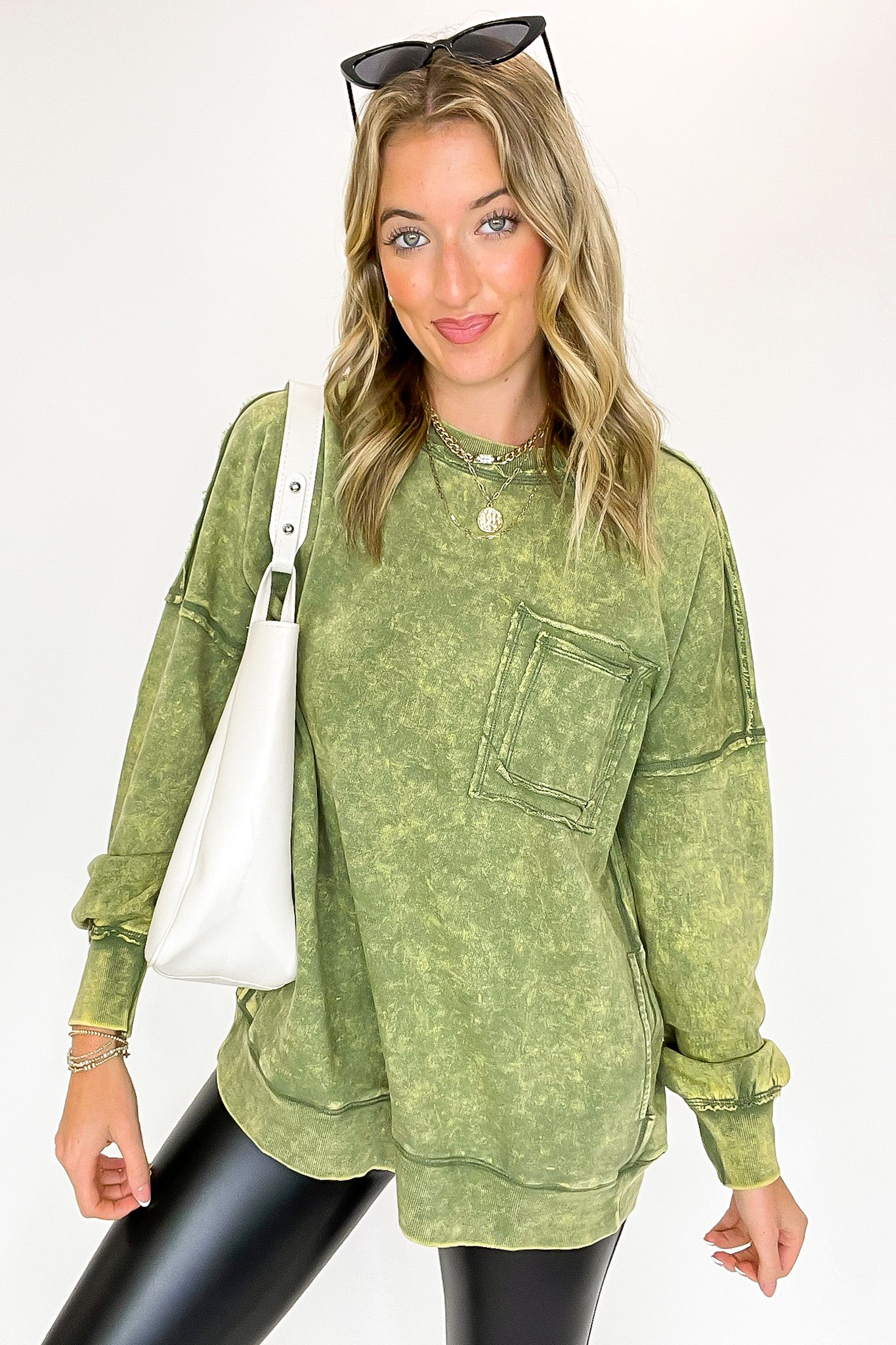 Vintage Acid Wash Raw Edge Pullover