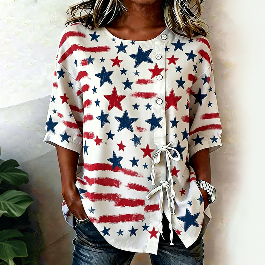 Women's Casual Retro Pentagram Printed Top