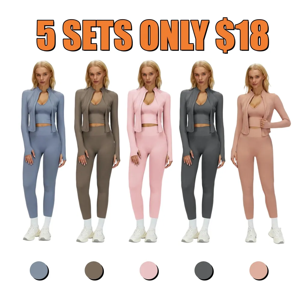 Women's Criss Cross Crop Tank, Zip-Up Jacket & High-Waist Leggings Set