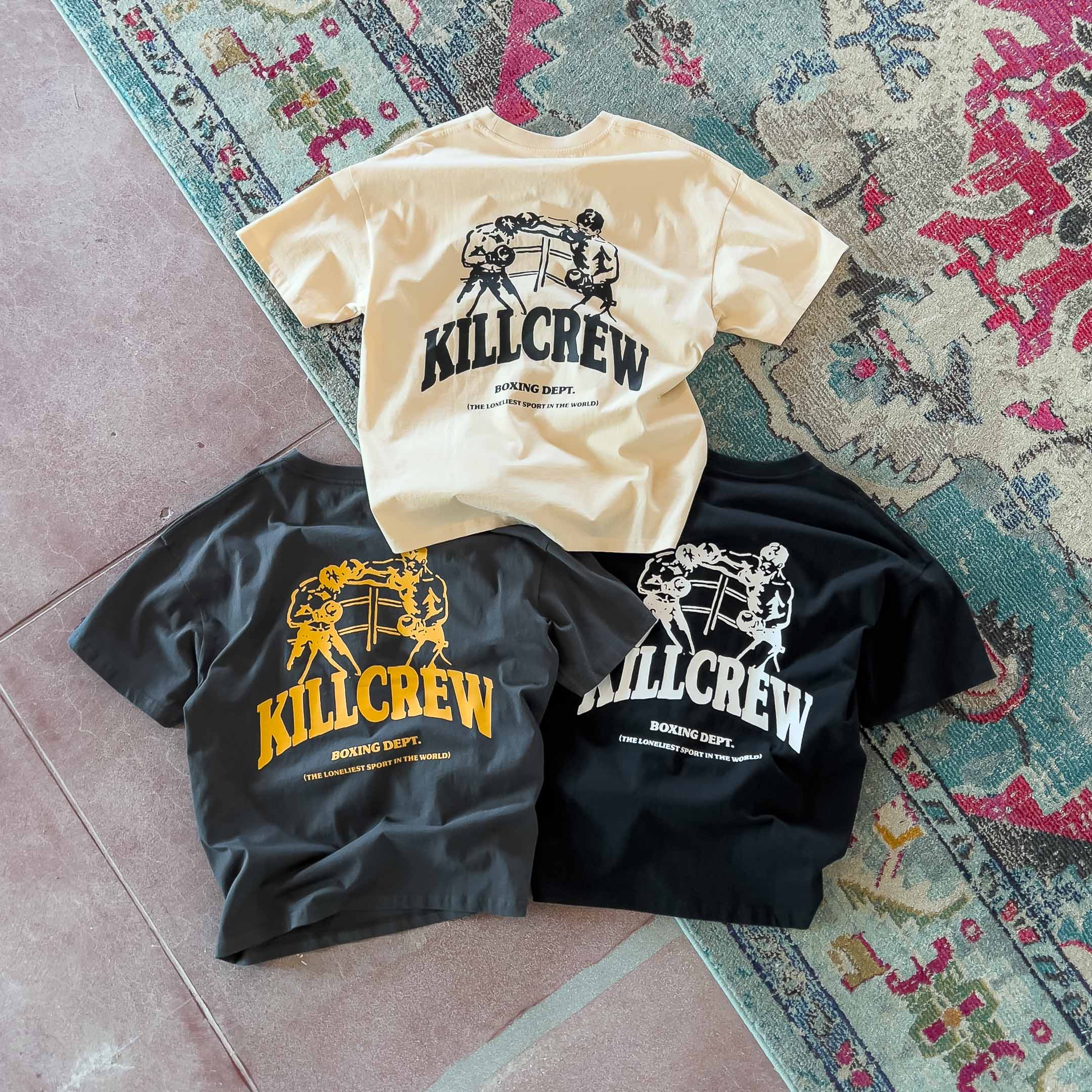 RELAXED FIT BOXING DEPARTMENT T-SHIRT - CREAM / BLACK