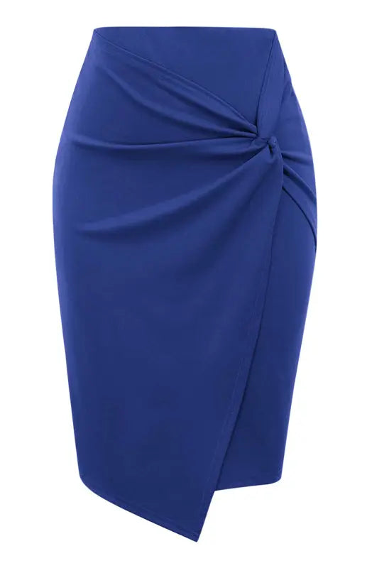 Pleated Solid Color Bodycon Midi Skirt