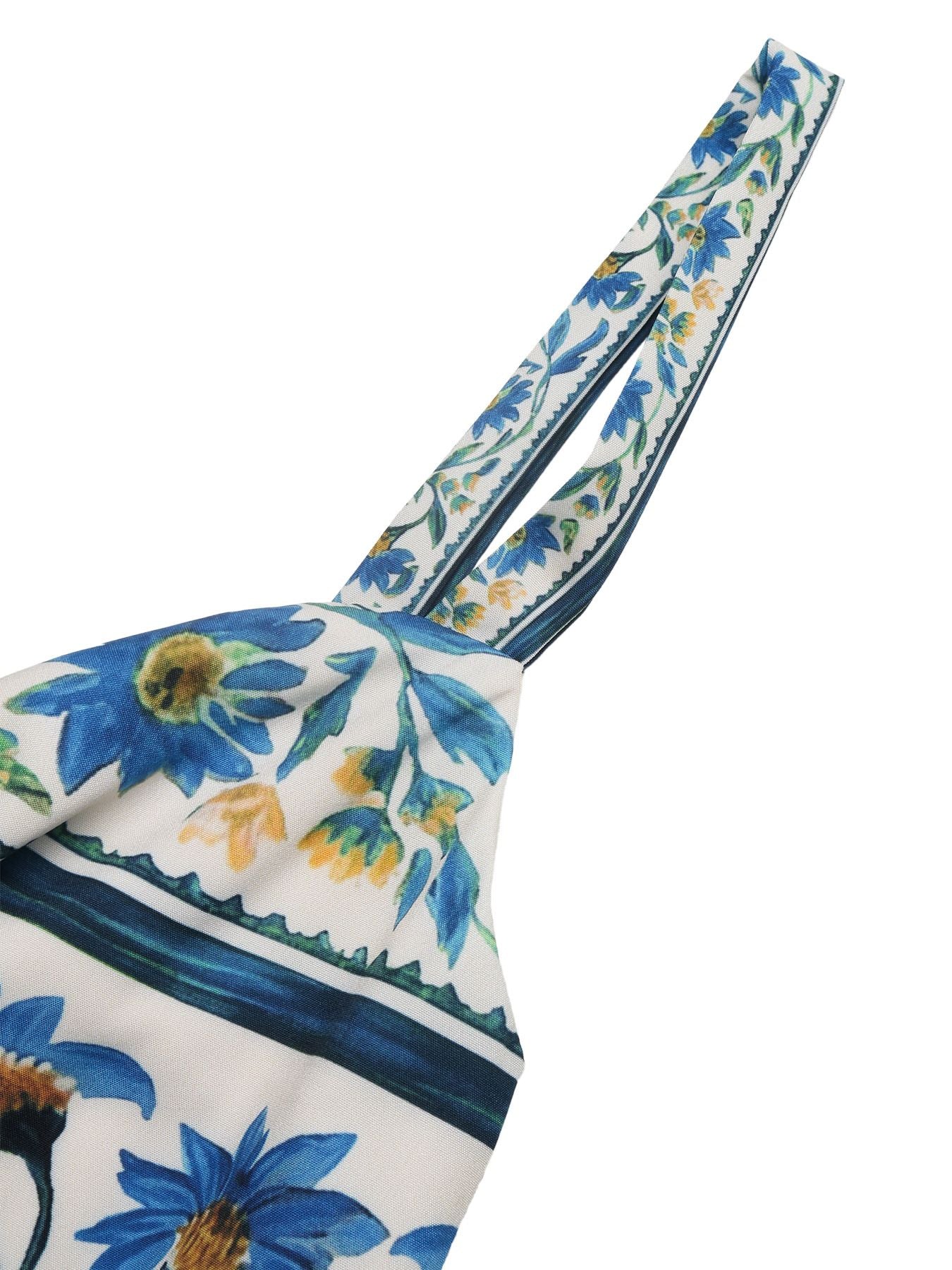 Floral Print Sweetheart Neck Maxi Dress